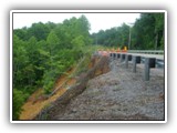 The flood waters triggered a landslide on the side of this hill on 249 in Pegram, TN